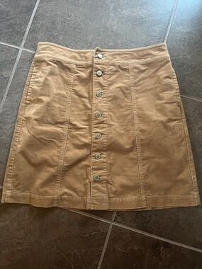 Charter Club Button-Front Corduroy Midi Skirt in Camel